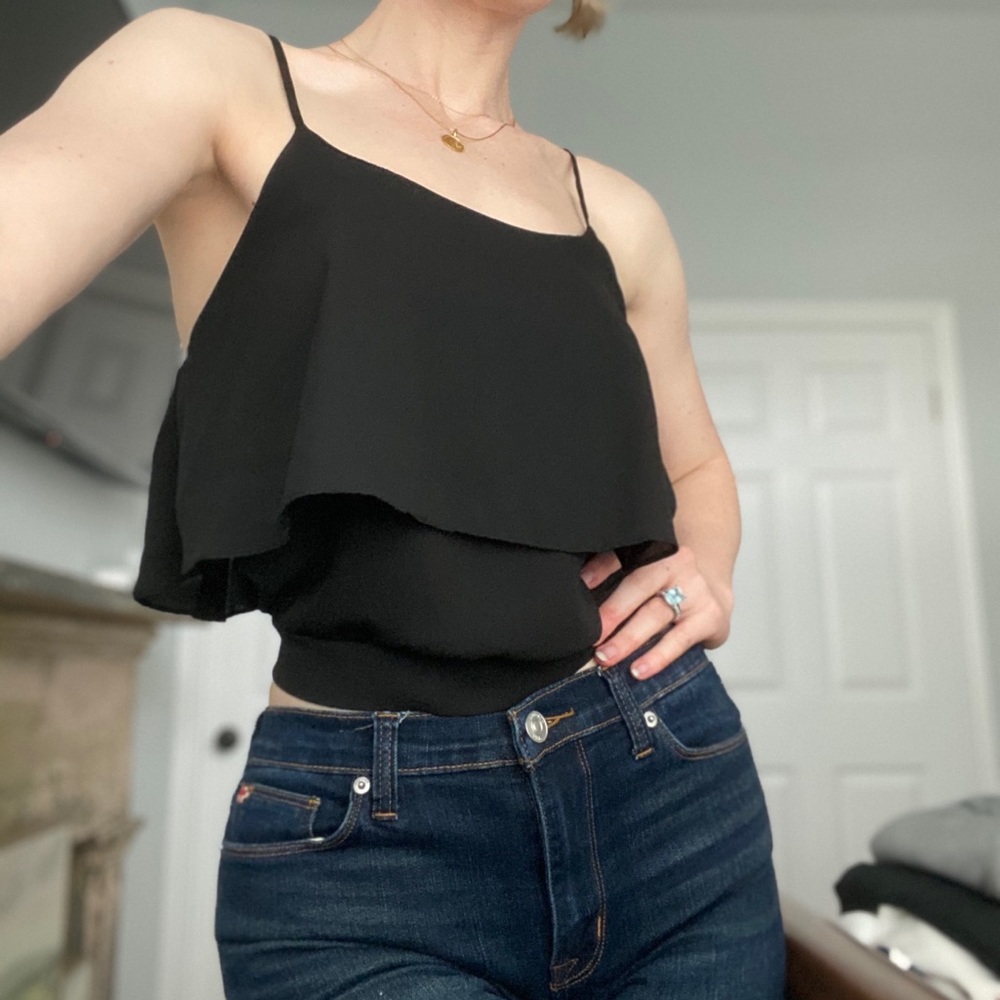 Sheer Black Cropped Tank Top